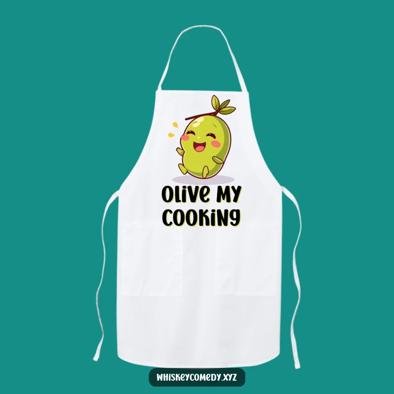 Funny Giggling Olive Rolling Apron - Kitchen Hilarious Gift for Chefs