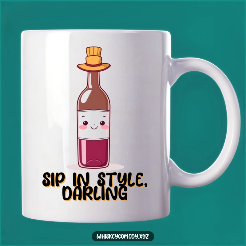 Funny Wine Hat Mug: Cheerful Bottle Sipping Delight, Perfect Humorous Gift for Wine Lovers