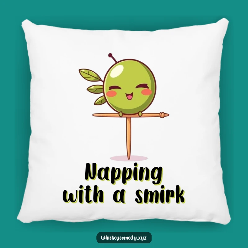Cozy Funny Olive Wink Pillow: Cuddle Up with a Cheeky Olive, Adorable Humorous Gift