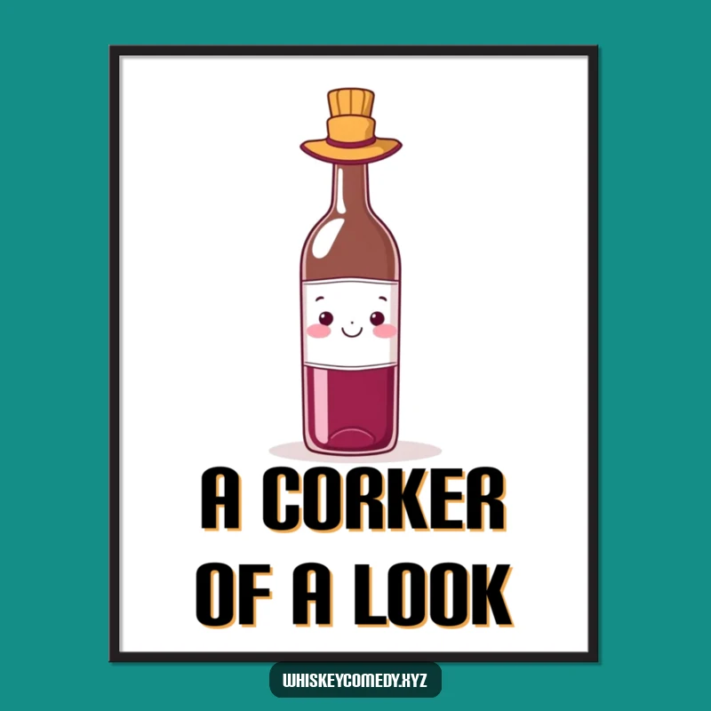 Funny Wine Hat Digital Art: Instant Stylish Bottle Decor, Unique Humorous Gift