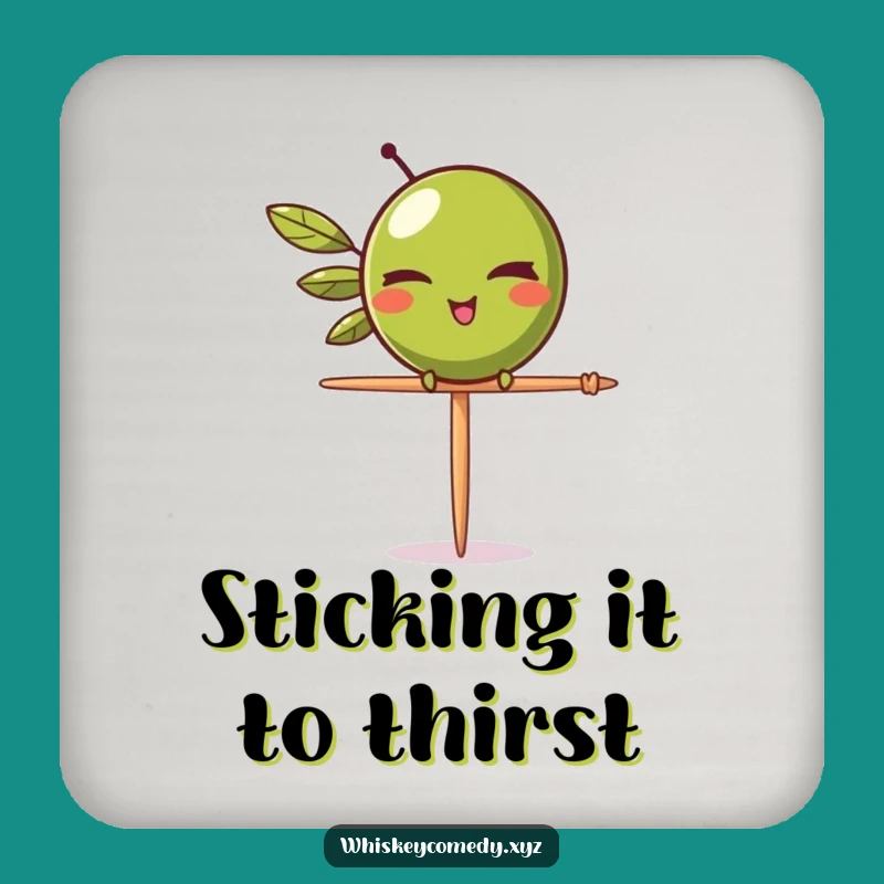 Funny Olive Wink Coaster Set: Protect Surfaces with a Balancing Olive, Quirky Humorous Gift