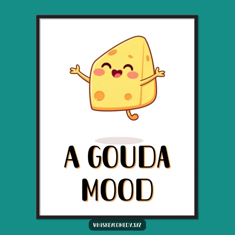 Funny Cheese Jump Poster: Whimsical Wedge Art, Perfect Playful Decor, Great Humorous Gift