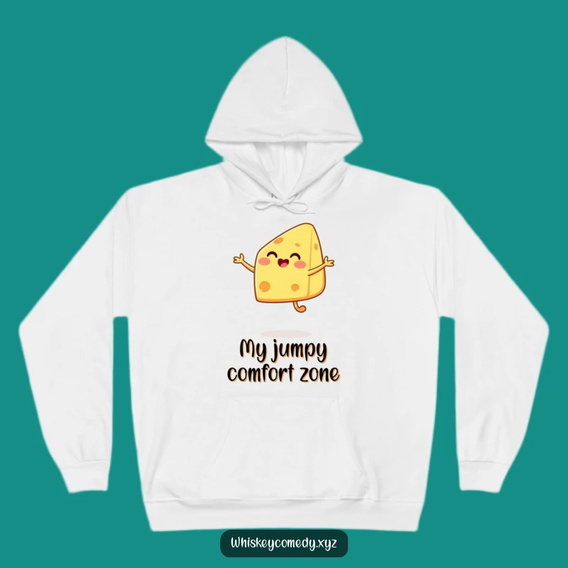 Cozy Funny Cheese Jump Hoodie: Snuggle Up with a Happy Wedge, Perfect Humorous Gift