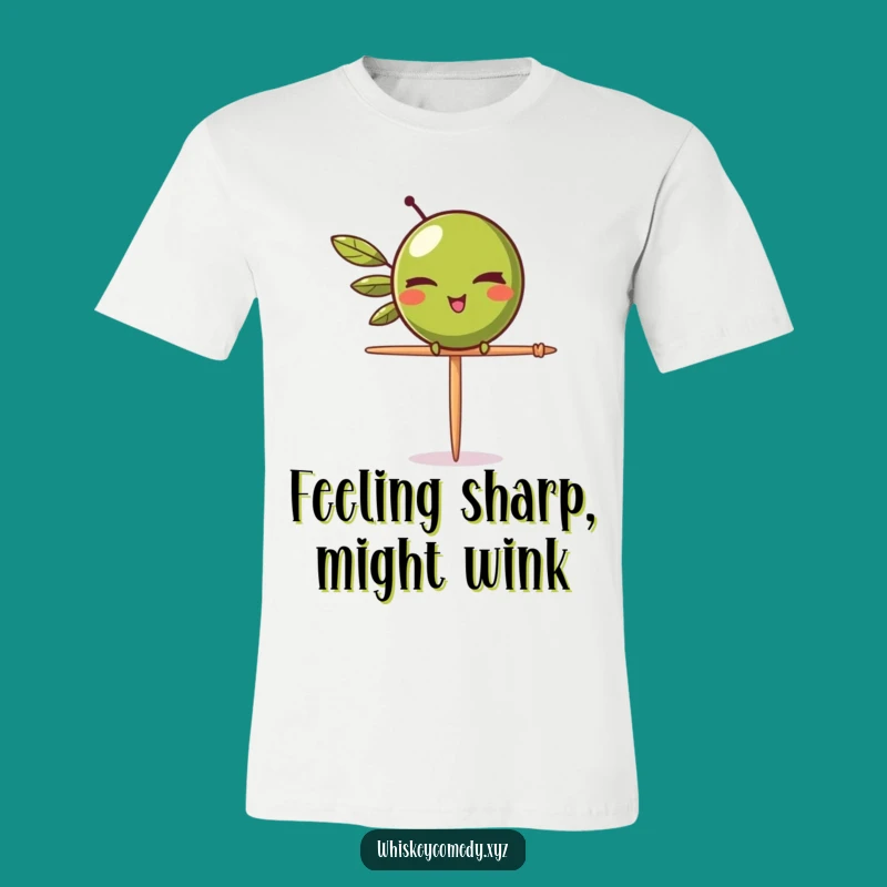 Funny Olive Wink T-Shirt: Wearable Sass with a Balancing Olive, Ideal Humorous Gift